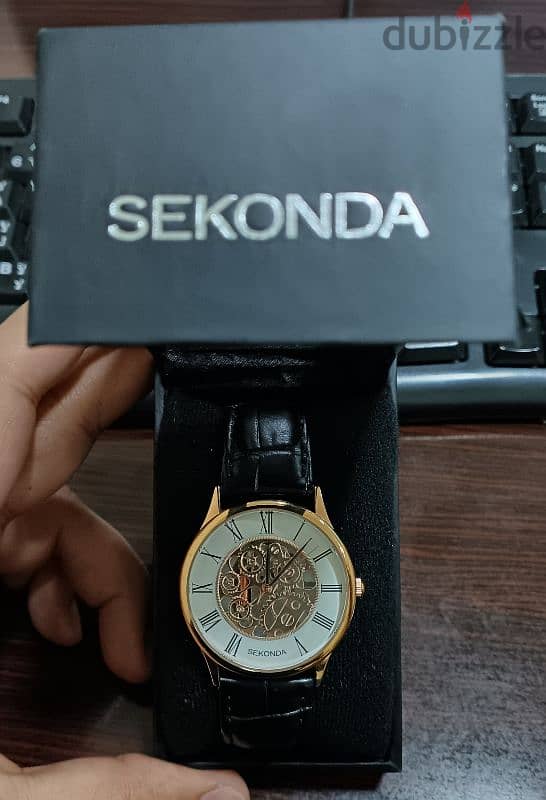 Sekonda Unisex Fashion Skeleton Leather Strap Watch 1203 1