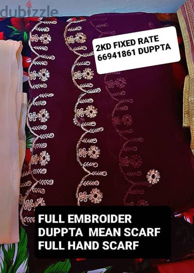 Full of embroider duppta lawn dark red