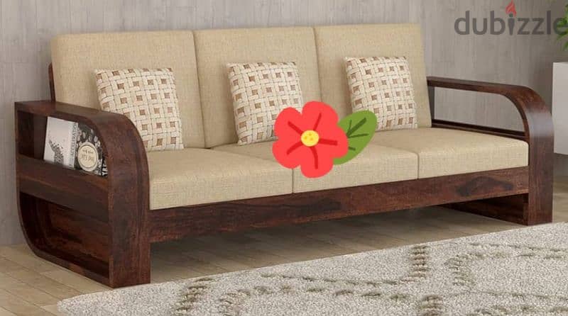 5 seater Wooden  Sofa(3 +2)  with 2 Side tables 1