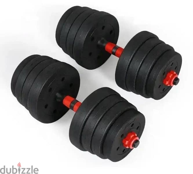 new dumbbells silver complete set and red black color 3