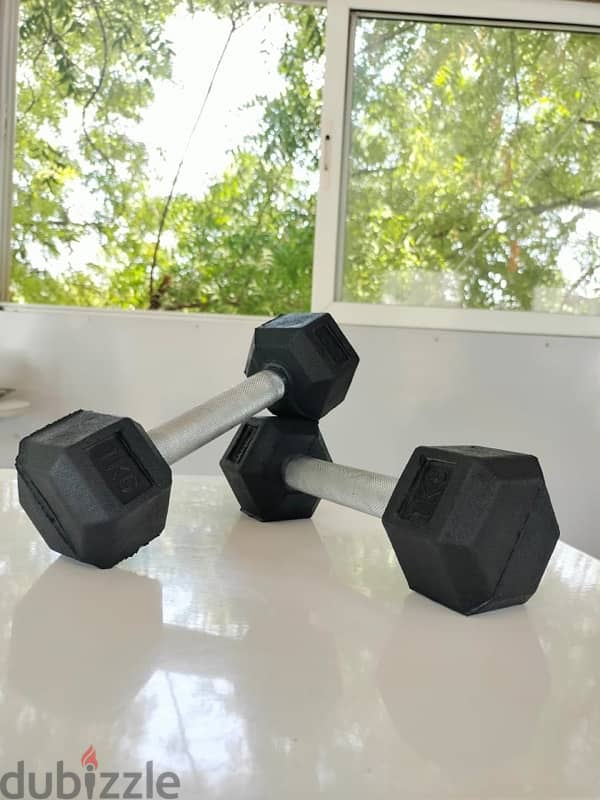 new dumbbells silver complete set and red black color 8