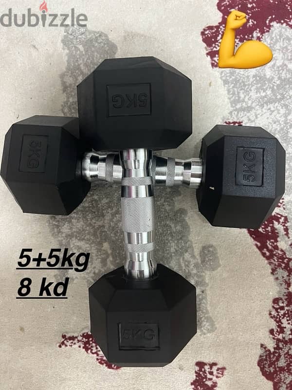 new dumbbells silver complete set and red black color 16