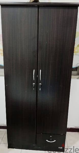 2 Doors Cupboard With Mirror in Excellent Condition 0