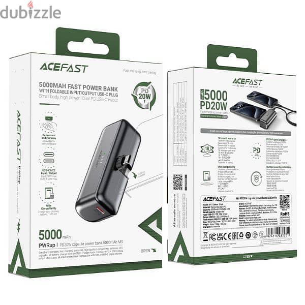 Acefast m9 mini pocket power bank 5000 mAh  type C 3