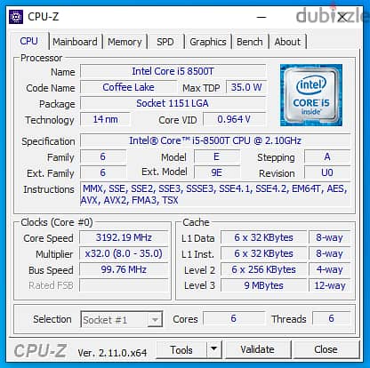 Intel core i5 8500T 0