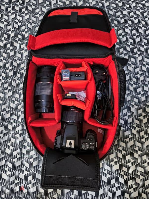 Canon 250D with extra lens , compatable bag and 4k capturing SD card 1