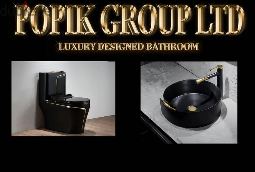 Rimless-Flush Bathroom Luxury Black toilet with gold stripe 8