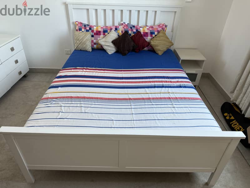 Bed With Mattress, Side table and Dressing, Storage Racks and refrigra 0