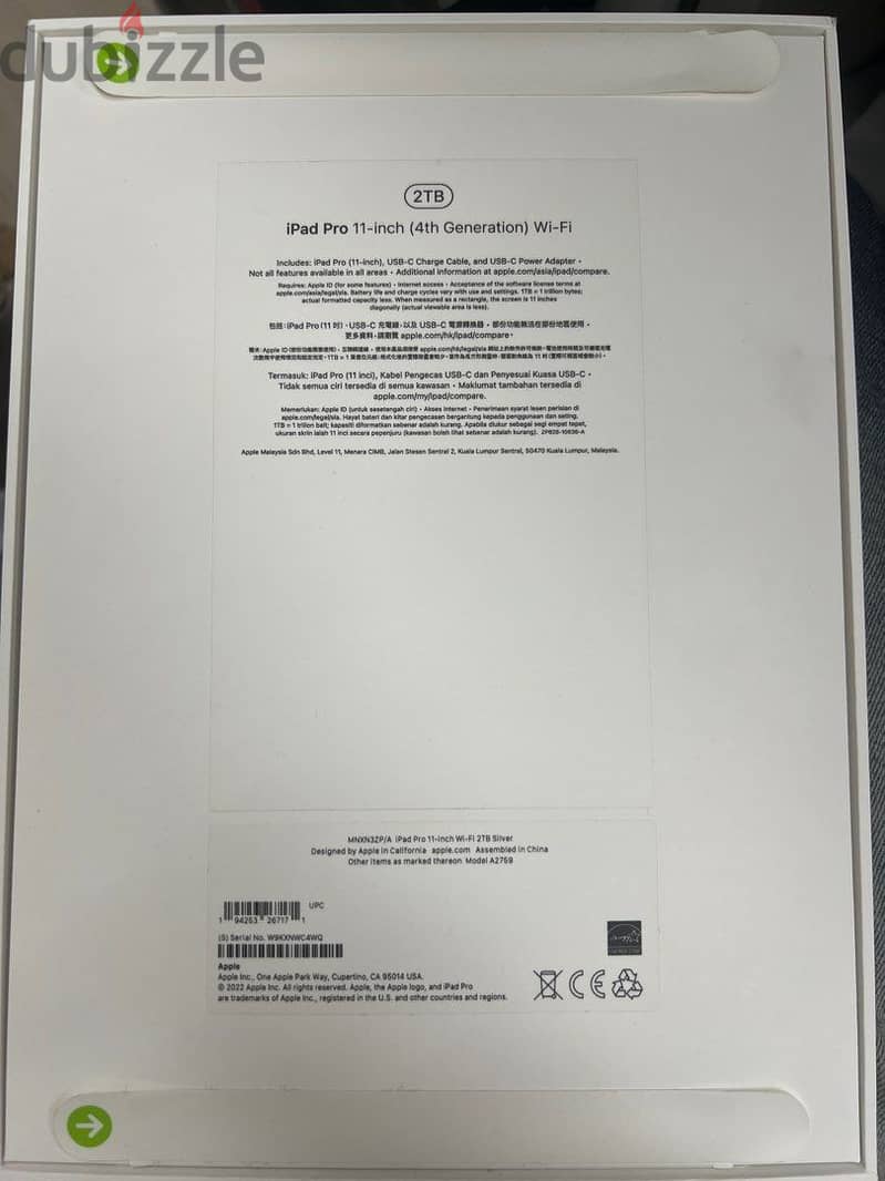 iPad Pro 11'' 2022 4ª Gen 2TB 1