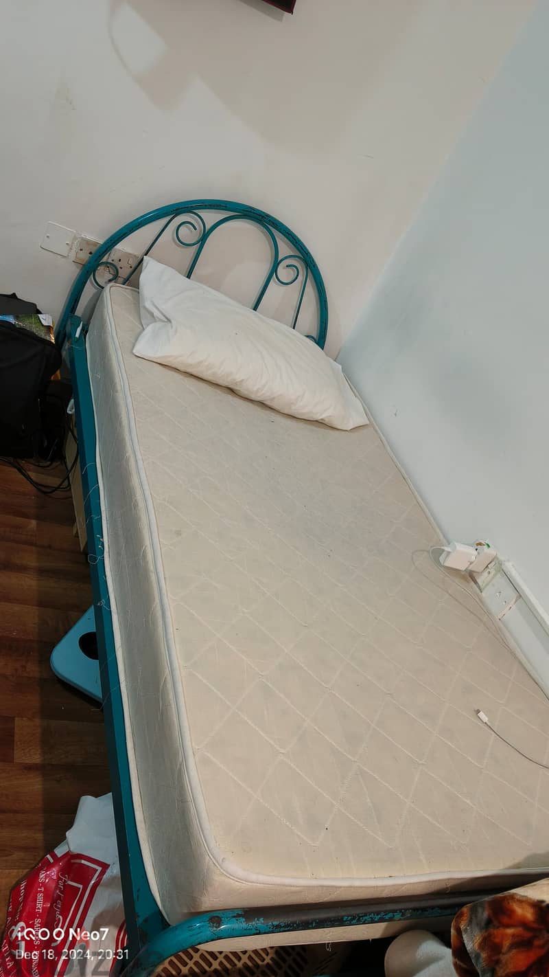 Steel bed for sale With Mattress 2 pieces 0