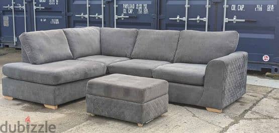 DFS orka L shape sofa R/H corner sofa in grey with storage footstool 0