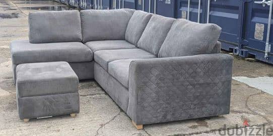 DFS orka L shape sofa R/H corner sofa in grey with storage footstool 1