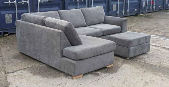 DFS orka L shape sofa R/H corner sofa in grey with storage footstool 2