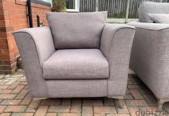 3 seater grey sofa and chair in excellent condition 1