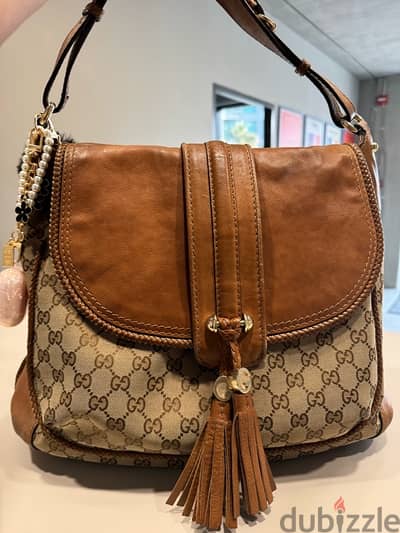 Gucci Marrakech cloth handbag condition Brown, Cloth