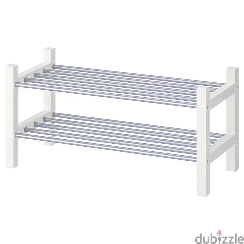 Shoe rack, white, 79x32x37 cm and Mat (2 Pieces) 1