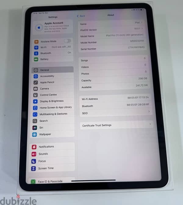 Apple iPad Pro 11”M2 256 GB WiFi Silver  Used! 6