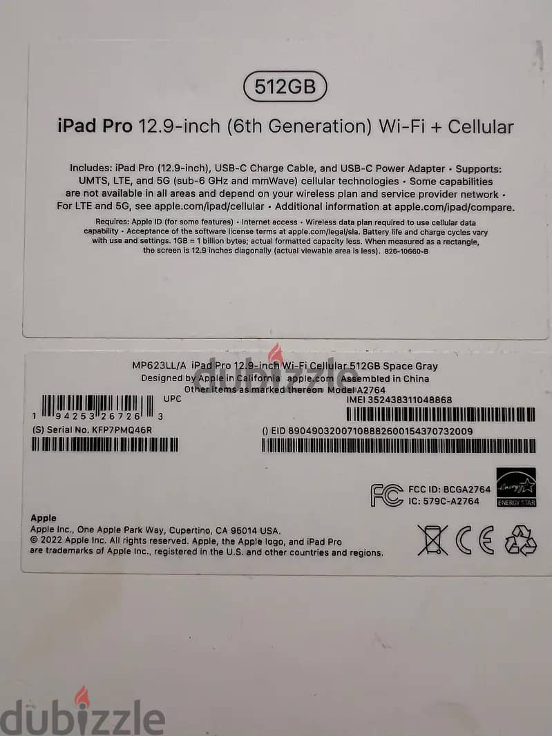 Apple Ipad Pro M2 12.9 inch Wi-Fi + Cellular 512 GB 2