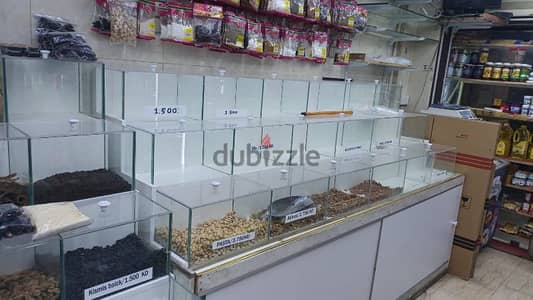 good condition counters glasses box nut and masala items