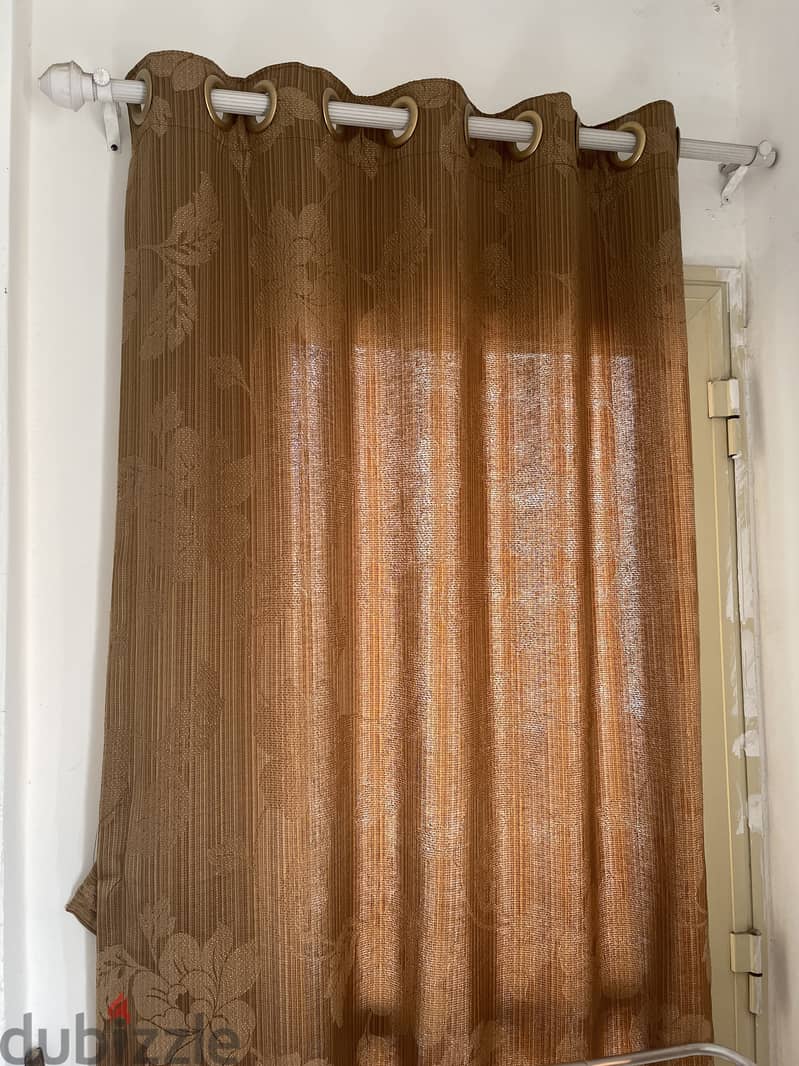 7 pieces of window curtains same length alongwith 2 pelmet rods 3