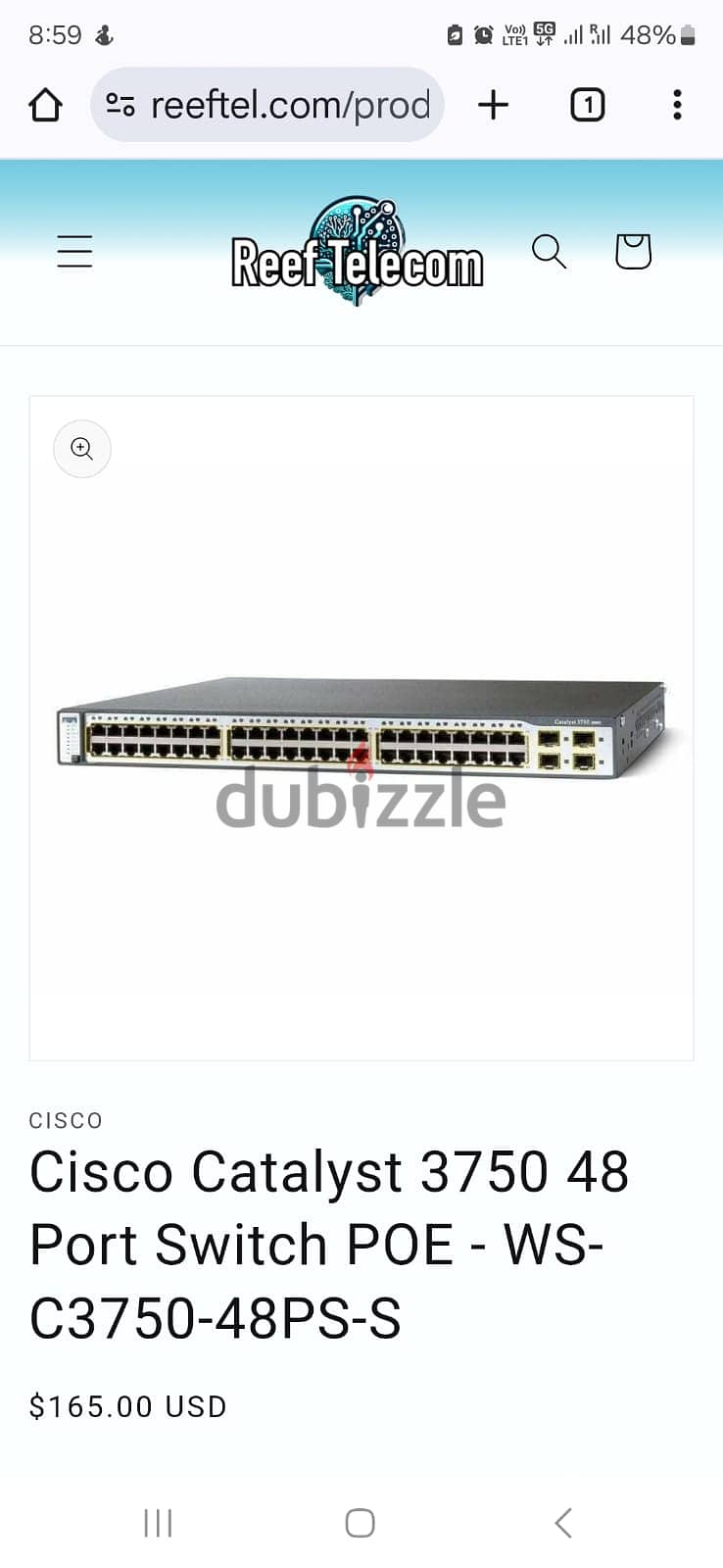 20.00 KDCisco Catalyst 3750 48 Port Switch POE For Sale 2