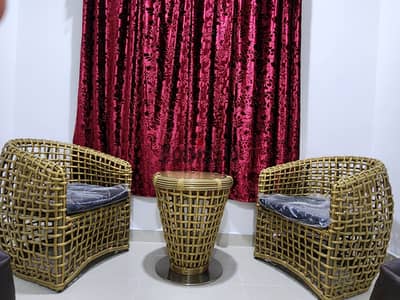 3 Pieces Rattan Table and Chair Set