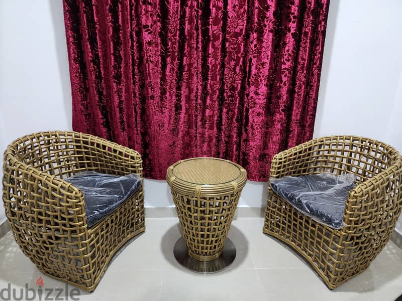 3 Pieces Rattan Table and Chair Set 1