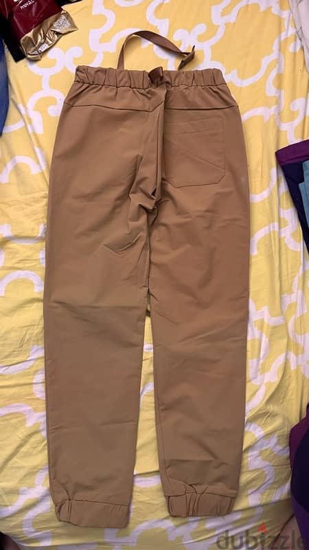 H&M garterized beige/light brown trouser pants 2