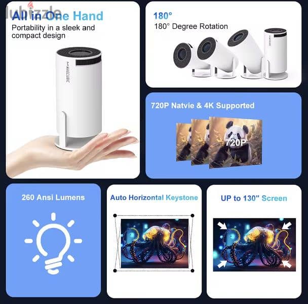 Magcubic Projector Android 11 4K 1280*720P HY300 Dual Wifi 1