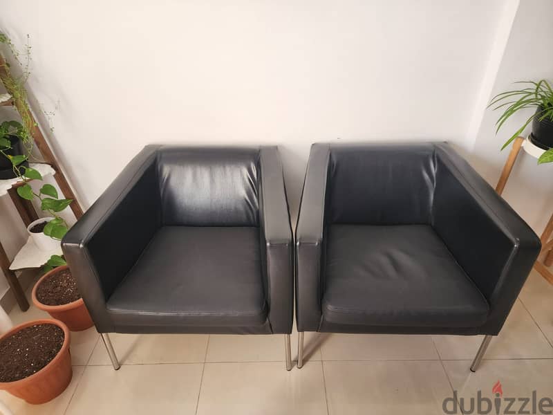 3 + 2 seater sofa with leather upholstery 0