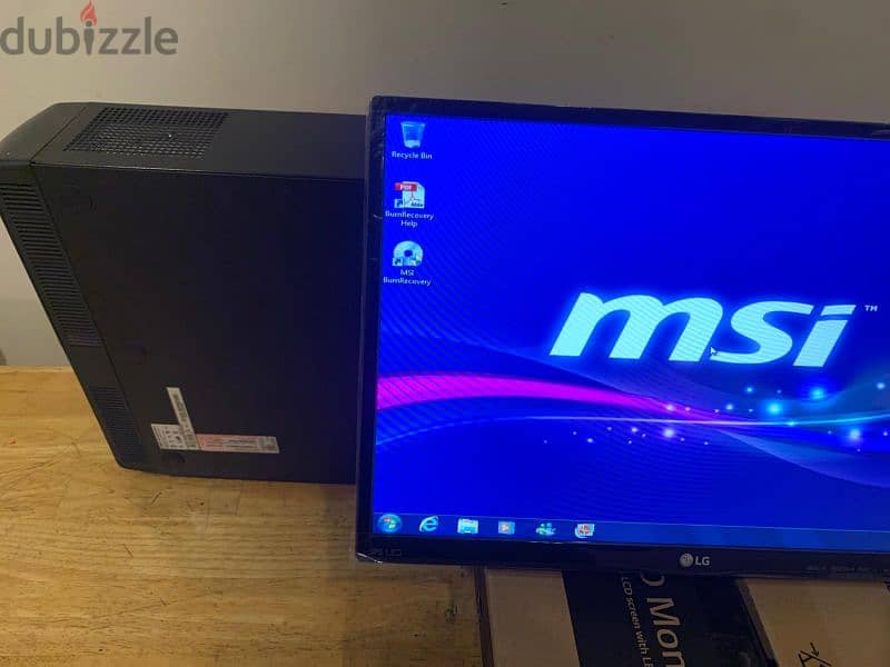 للبيع كمبيوتر مكتبي MSI كور اي 3 رام 4 هارد 500 ويندوز 7مع شاشه جديده 9