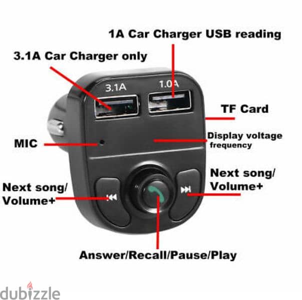 Car Music adapter 3.1A Dual USB Port Car Charger Bluetooth FM 2