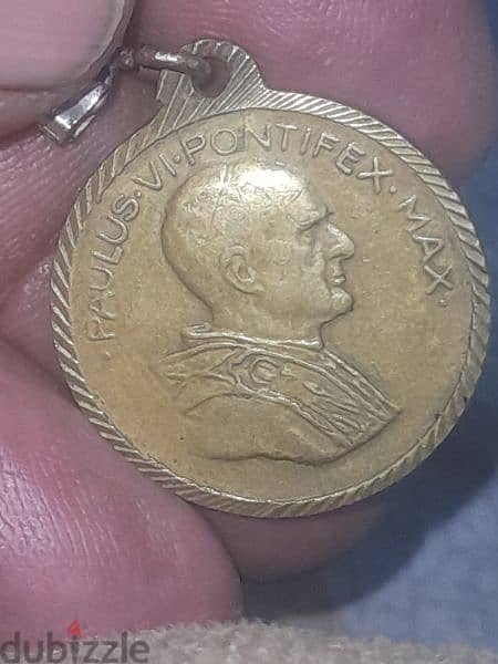 VINTAGE PAULUS VI PONTIFEX MAX MEDAL ANNO SANTO 1975 ROMA PENDANT T 1" 0