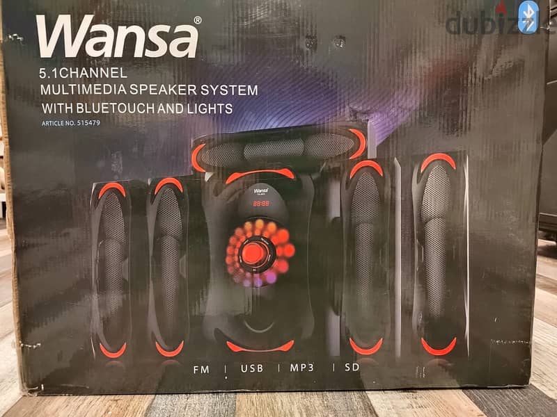 WANSA MULTIMEDIA SPEAKER SYSTEM WITH BLUETOUCH & LIGHTS 5.1 CHANNEL 2