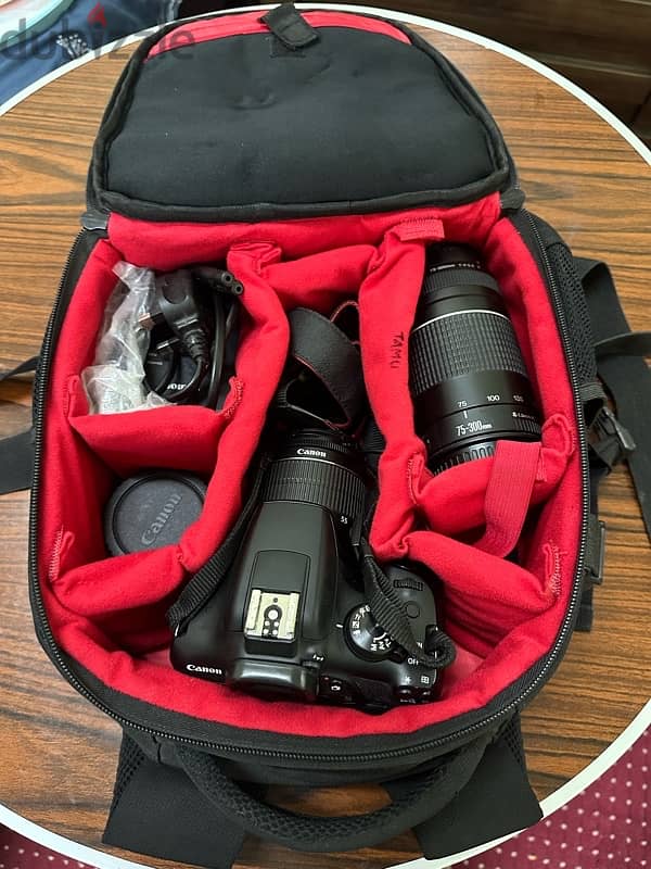 canon camera eos 1300d + extra lance +extra bag 4