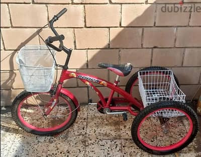 Tricycle with front and back baskets