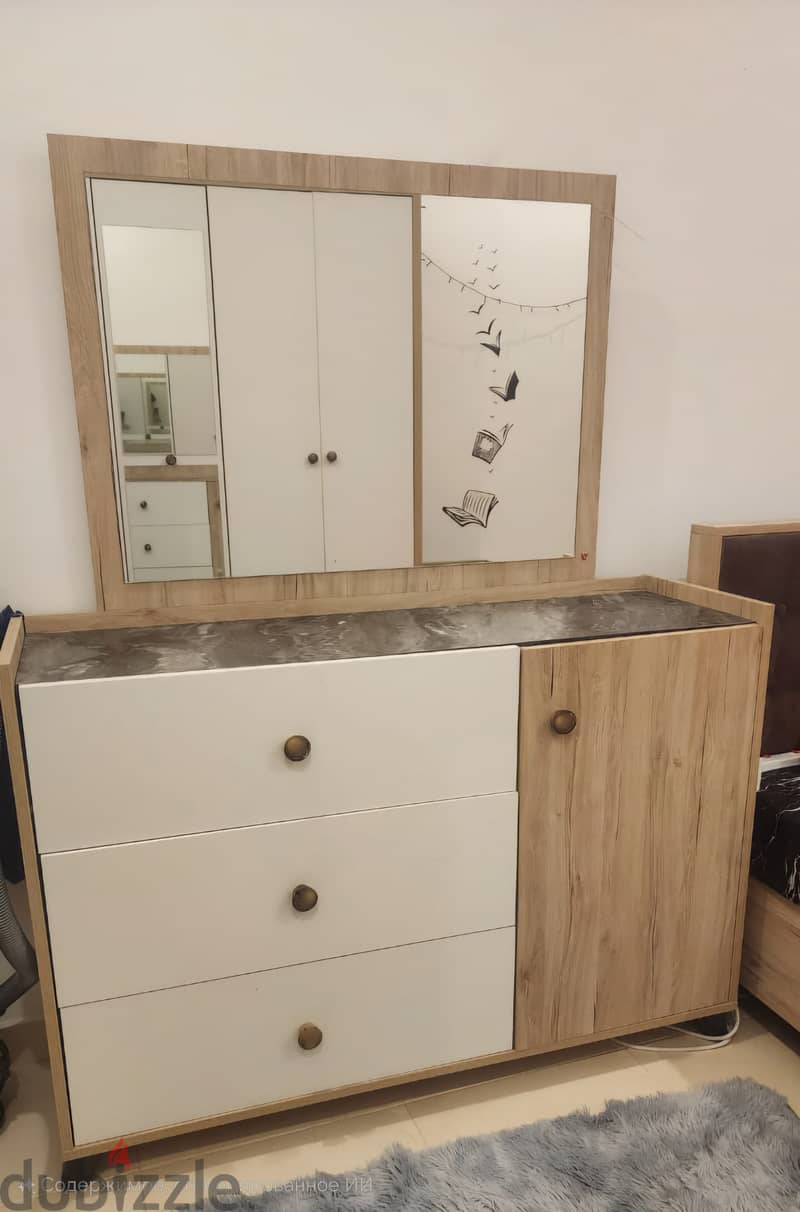 Used but same New condition! Bed, cabinet, mirror. 2