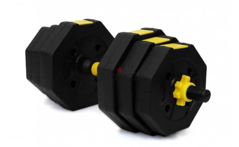 yellow Dumbell 20 kg new with bar connector best price 15 kd 9