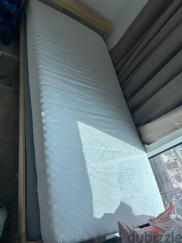 ikea bed 90*200 with 2 mattress 1