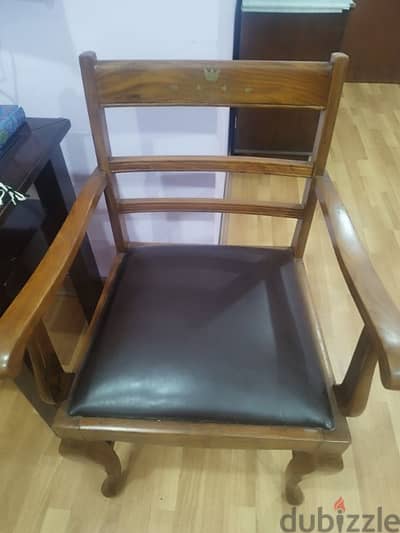 Antique sleak sheesham wood chair with leather seat made in spain