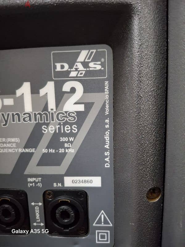 D. A. S 12 inch passive speaker . 300 rms. 3