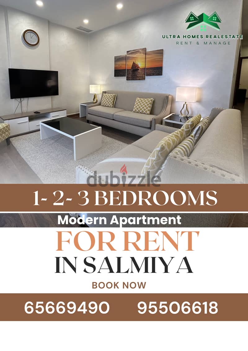 For rent IN SALMIYA 1-2-3 BEDROOMS FURNISHED FOR YEARLY CONTRACT ONLY 1