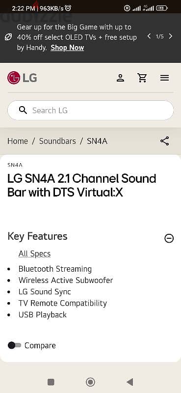 LG sound bar SN4A 2.1 DARELLY 4