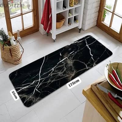 Black Marble Kitchen Mat