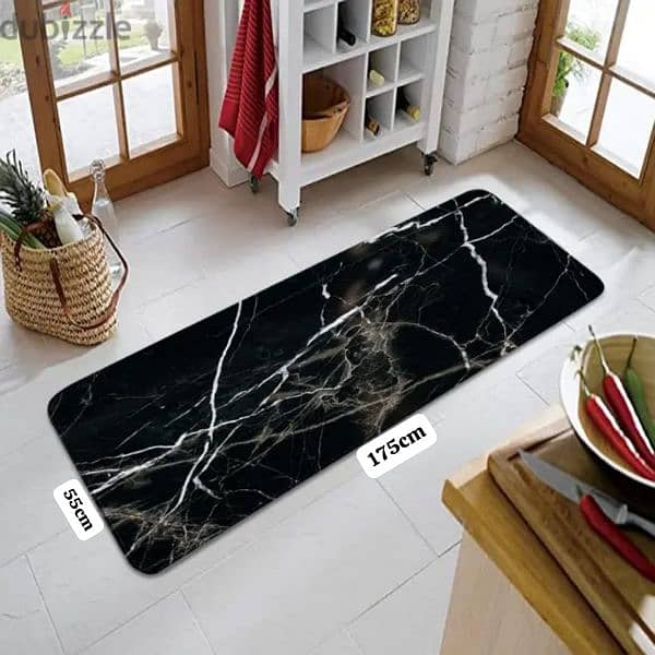 Black Marble Kitchen Mat 0