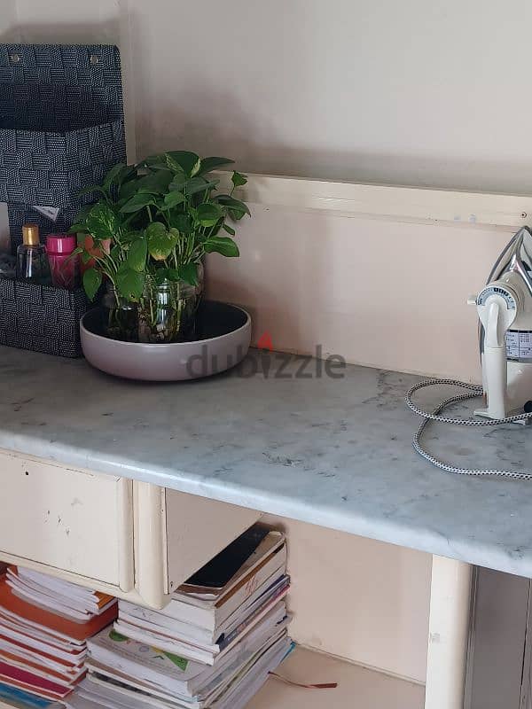 Marble top aluminium storage table 2