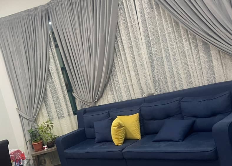 3 layers curtains with blinds and double rod available for immediate 1