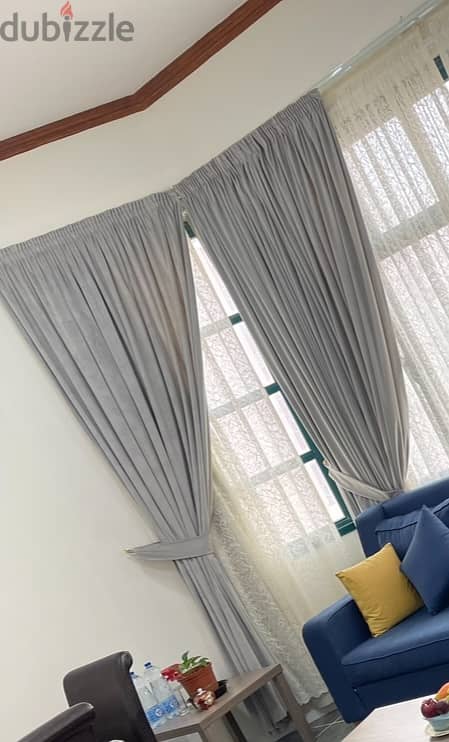 3 layers curtains with blinds and double rod available for immediate 2