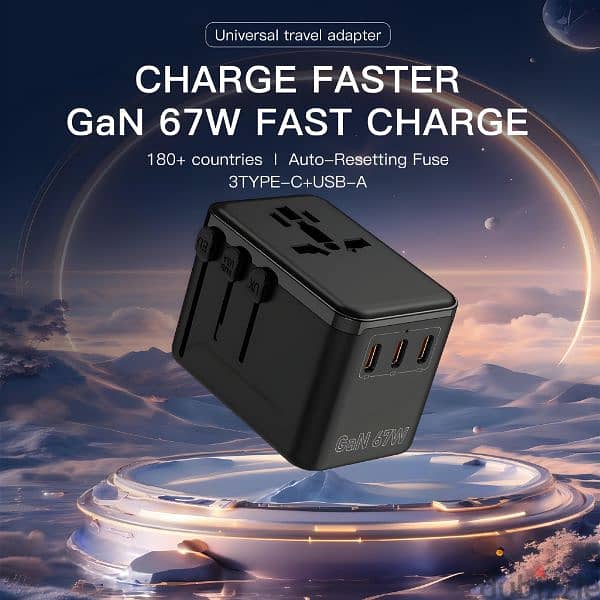 67W GAN international universal travel adapter mobile charger 4