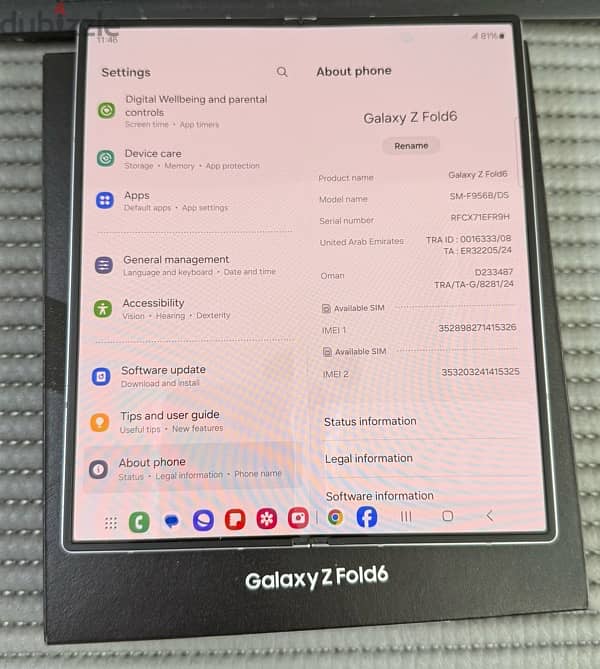 Samsung Galaxy Z Fold 6 5G 256 GB Silver Shadow Used ! 6